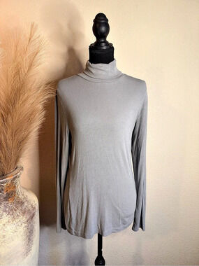 MAGASCHONI Gray Ribbed Long Sleeve Turtleneck Top - Size M